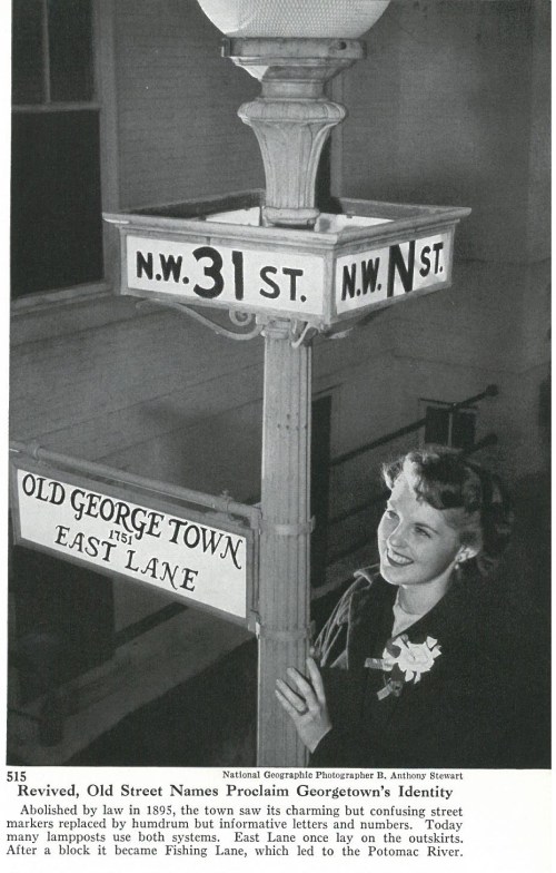 Historic Georgetown street signs from Nat Geo April 1953